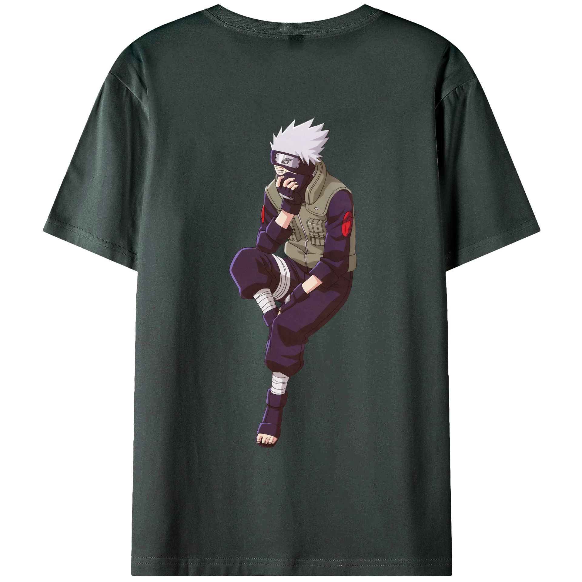 （画像用） NARUTO -ナルト- はたけ カカシ Hatake Kakashi 綿100％ メンズ半袖Tシャツ（バックプリント） 通気性